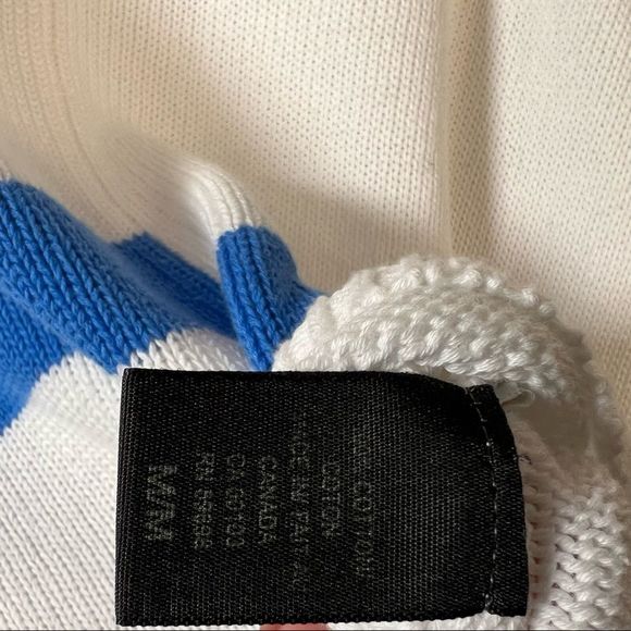 Parkhurst White With Blue Colour Blocking Pullover Sweater | Size Medium - Picture 10 of 10